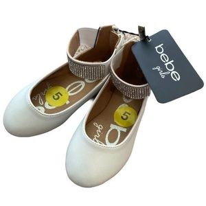 NWT Bebe Girls White Sandals Flats Size 5